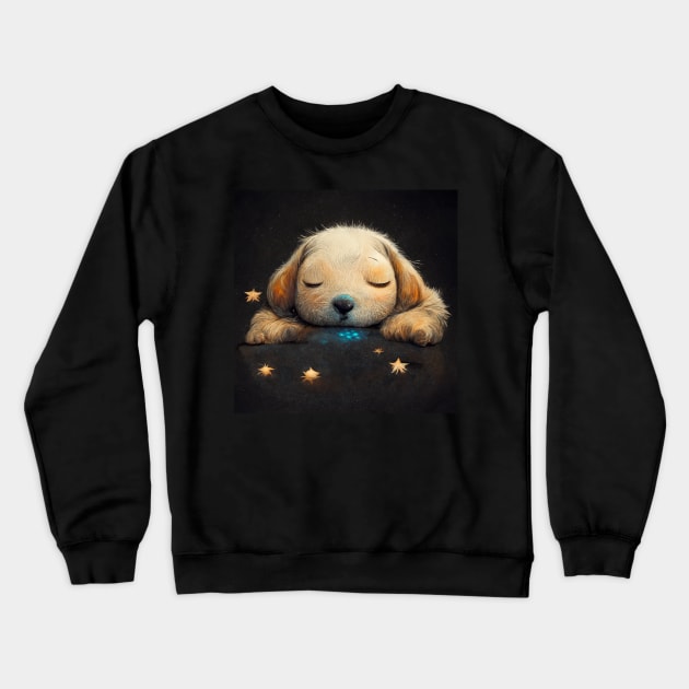 Snoozing Puppy Crewneck Sweatshirt by Kazaiart